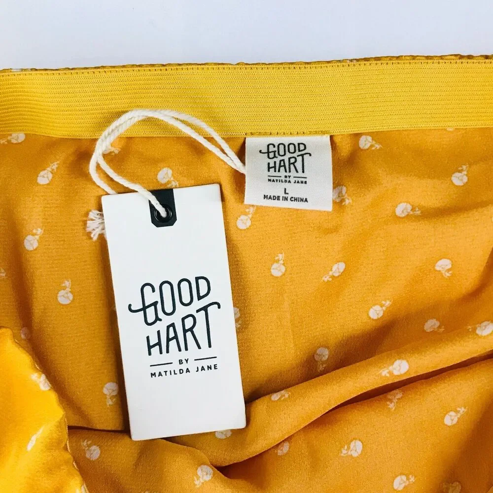 Matilda Jane Good Hart L Skirt Yellow Midtown Midi Side Slit Floral NWT CN26
